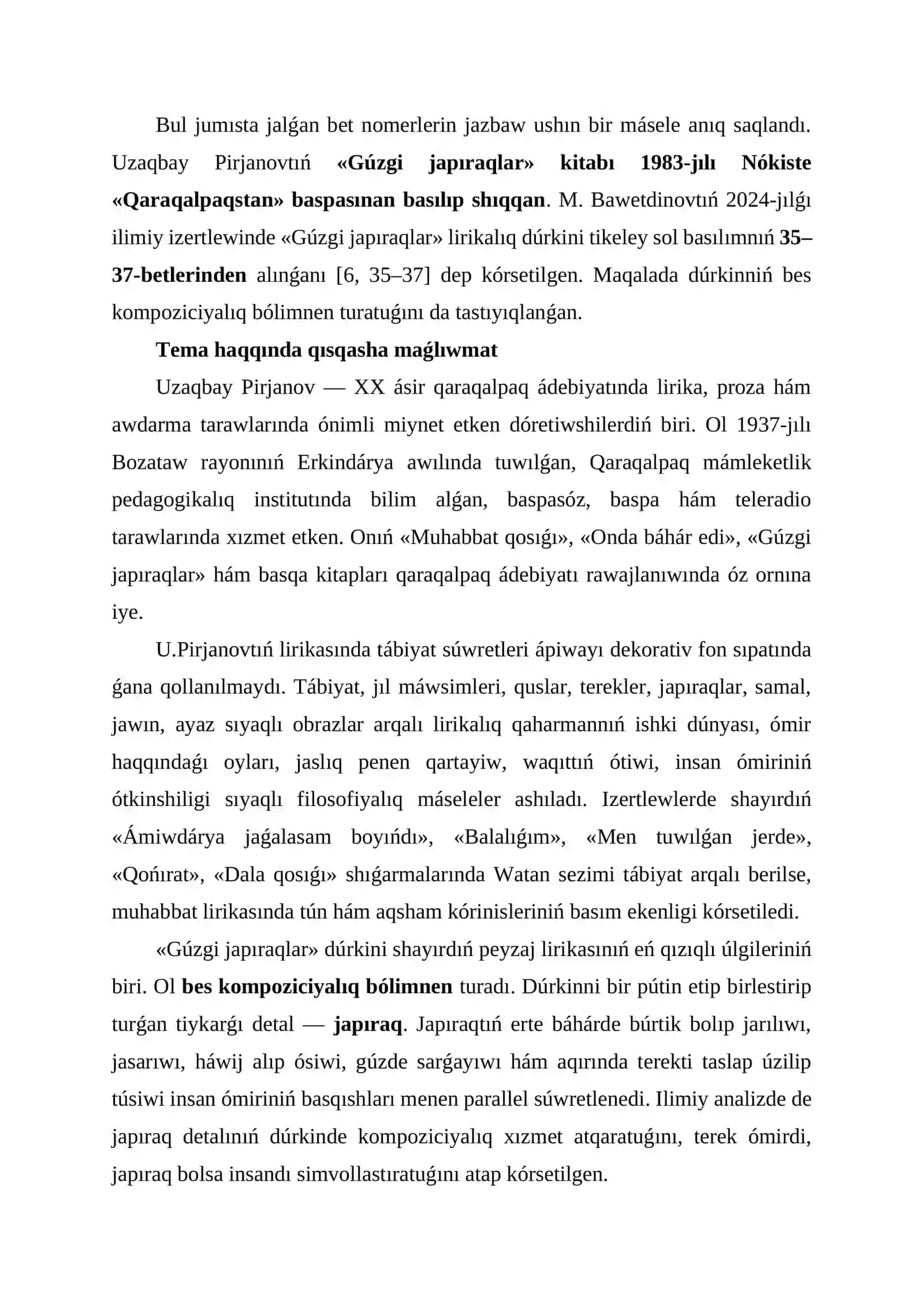 «Gúzgi japıraqlar» tartibi haqqında ilmi talqın 2