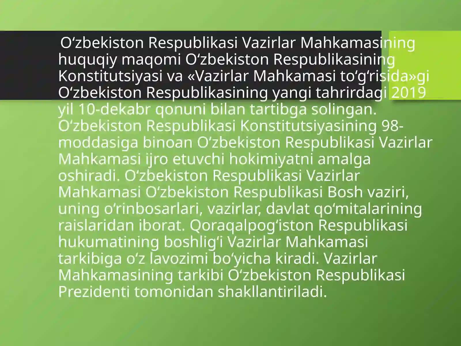 O‘zbekiston Respublikasi Vazirlar Mahkamasi 2