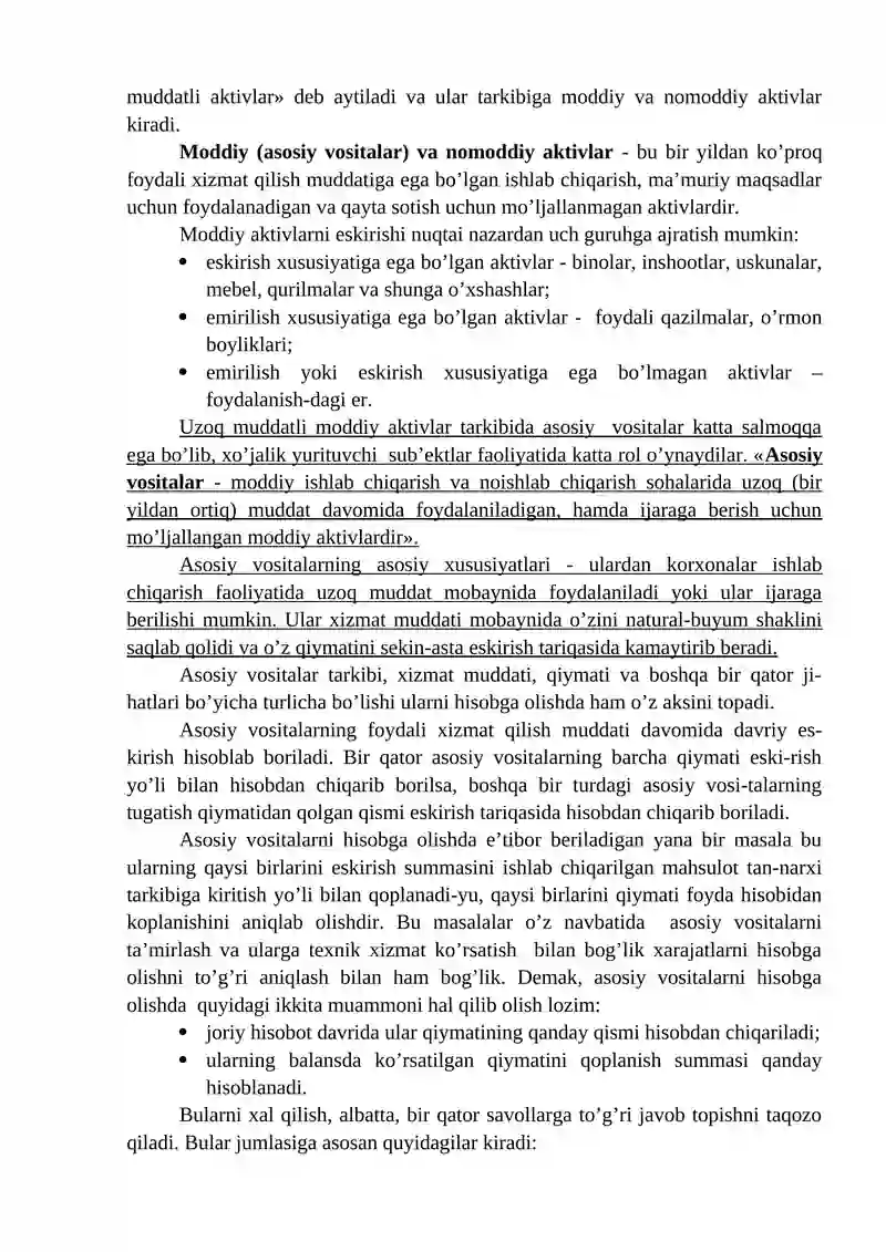 MAVZU. ASOSIY VOSITALAR VA NOMODDIY AKTIVLAR HISOBI 2