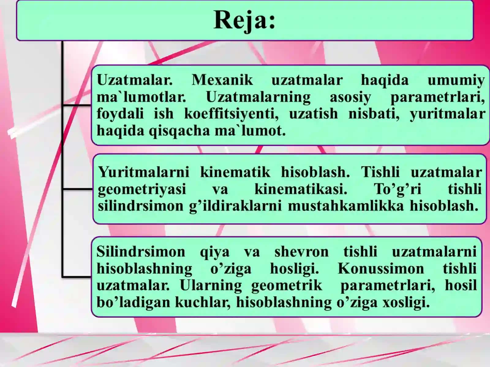 Yuritmalarni kinematik hisoblash 2