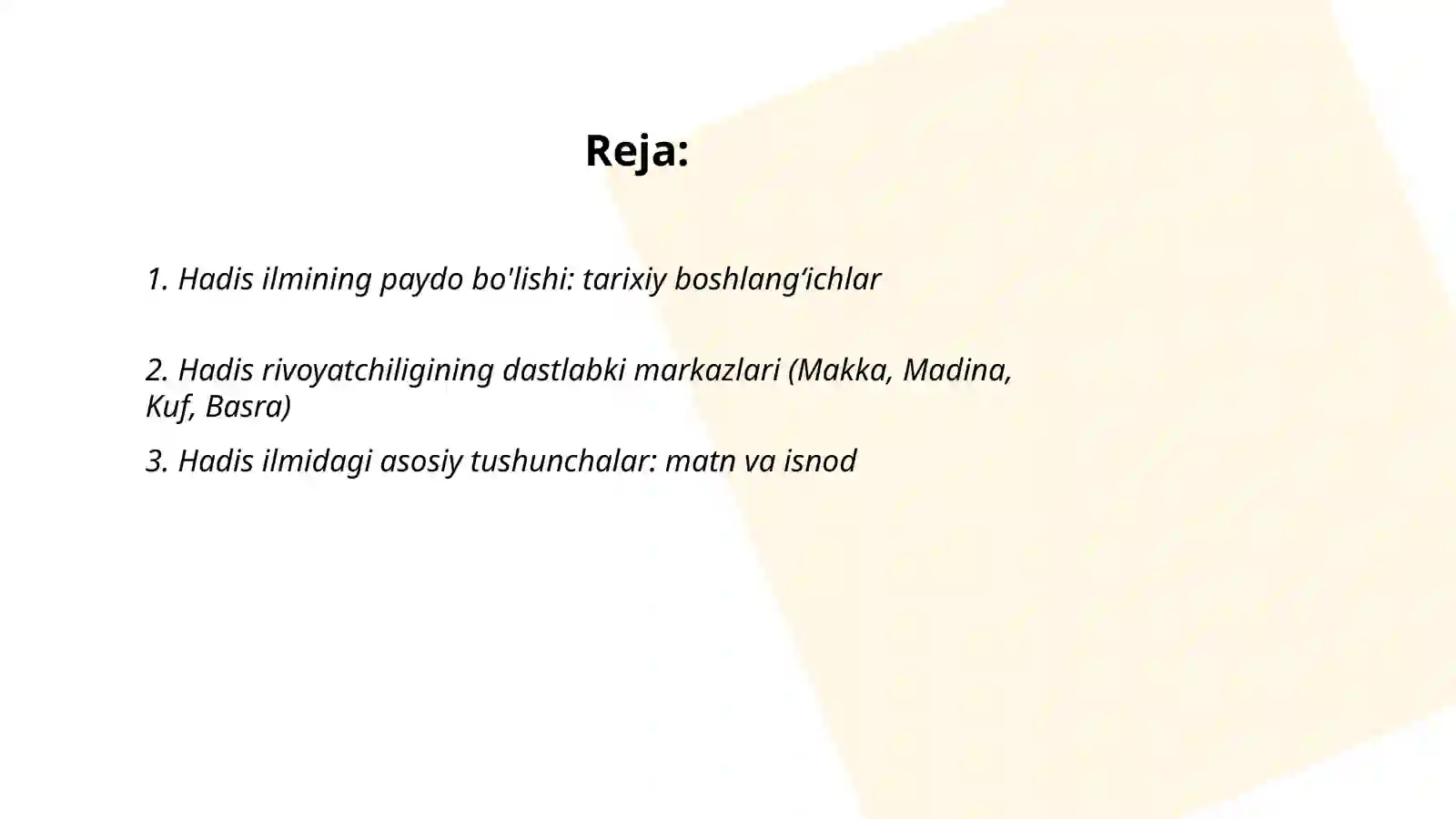 Hadis ilmining paydo bo'lishi 2