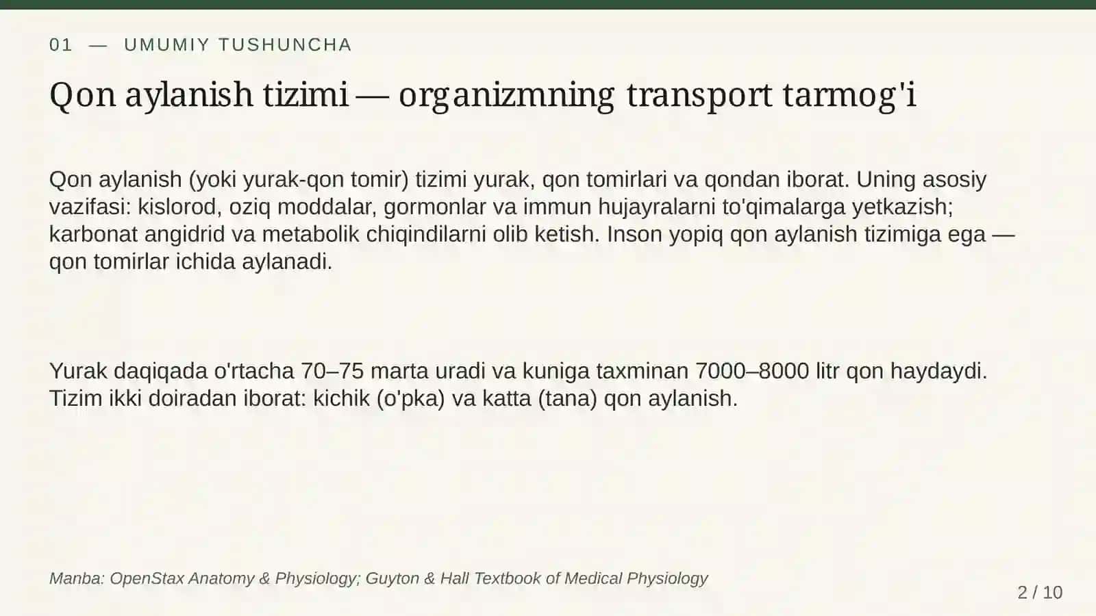 Insonning qon aylanish tizimi 2