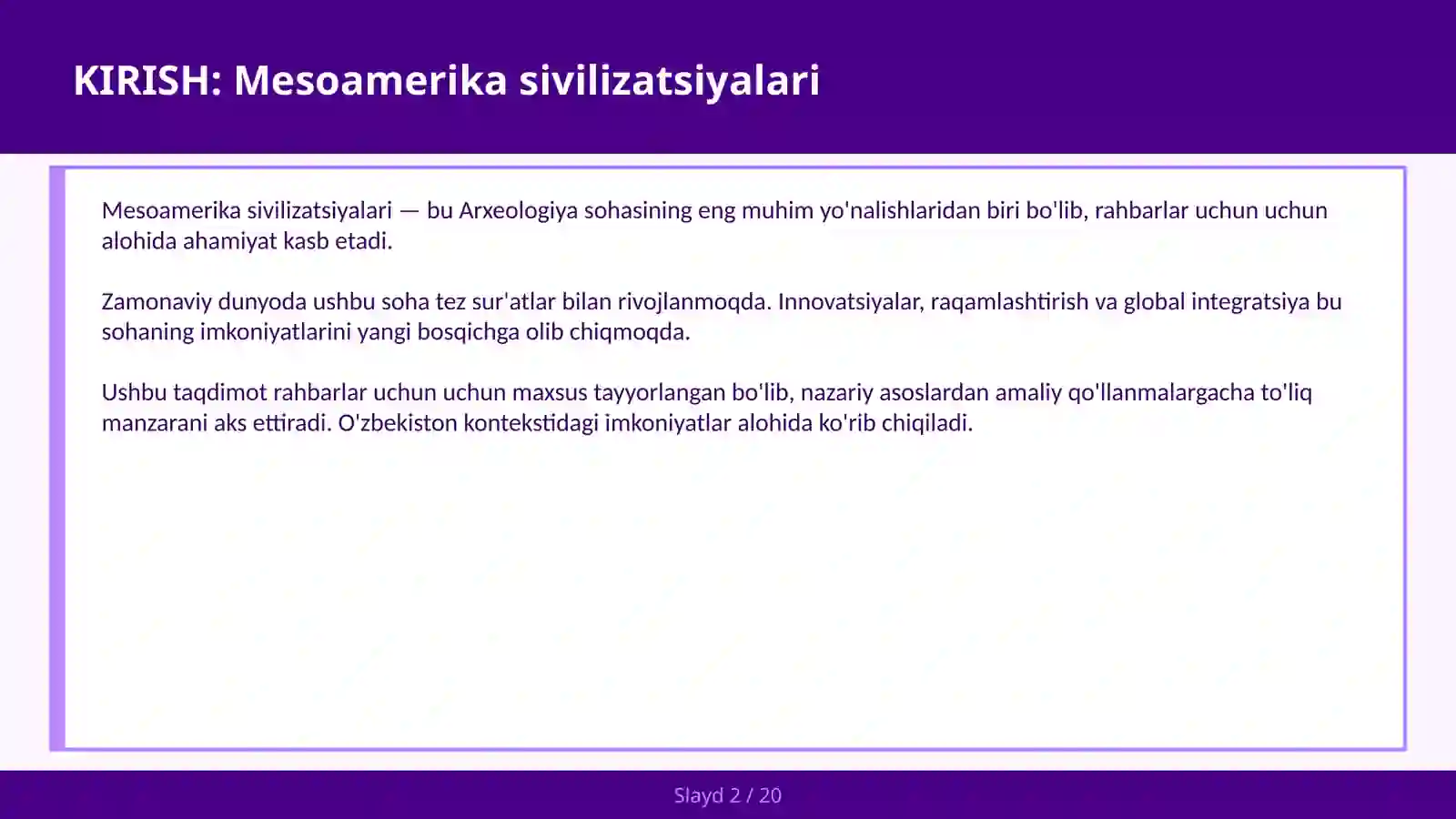 MESOAMERIKA SIVILIZATSIYALARI 2