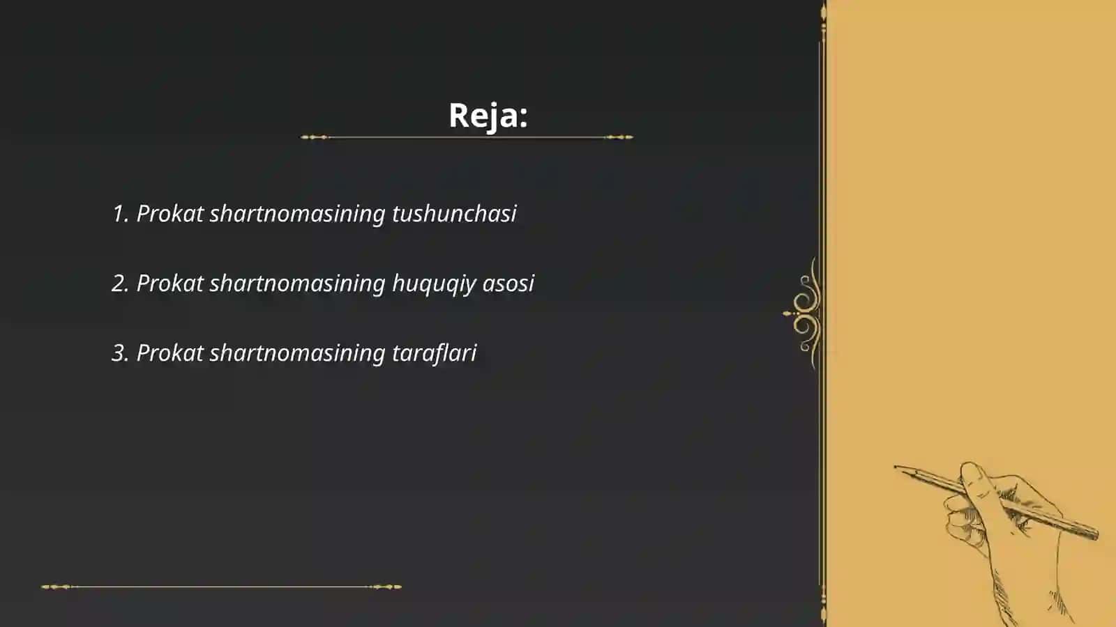 Prokat shartnomasi tushunchasi, huquqiy belgilari va o'ziga xos xususiyatlari 2