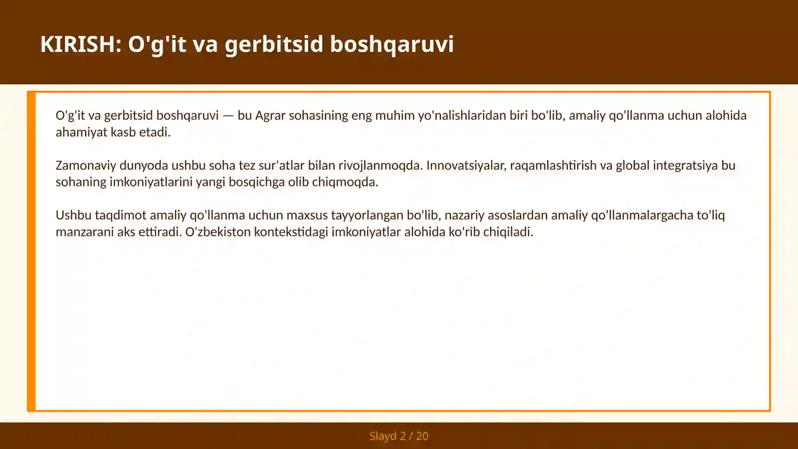 O'g'it va gerbitsid boshqaruv 2