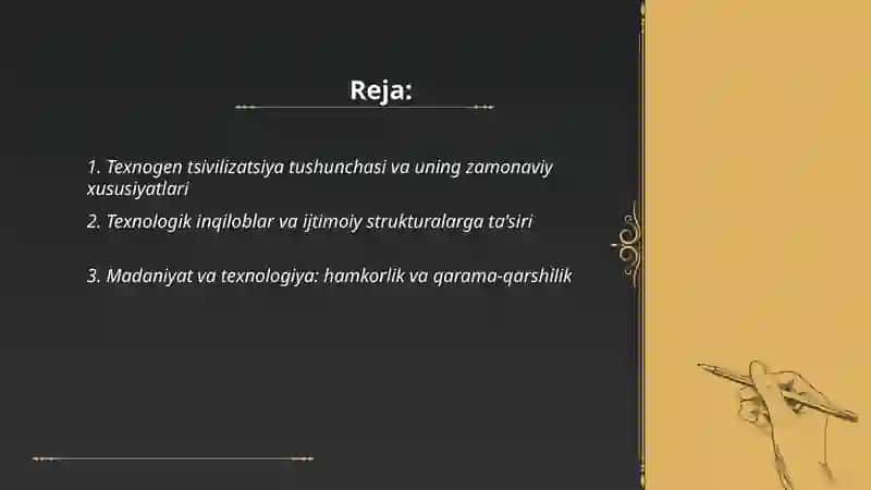 Texnogen tsivilizatsiyaning ustuvor yo'nalishlari. Madaniyat va tsivilizatsiya mutanosibligi 2