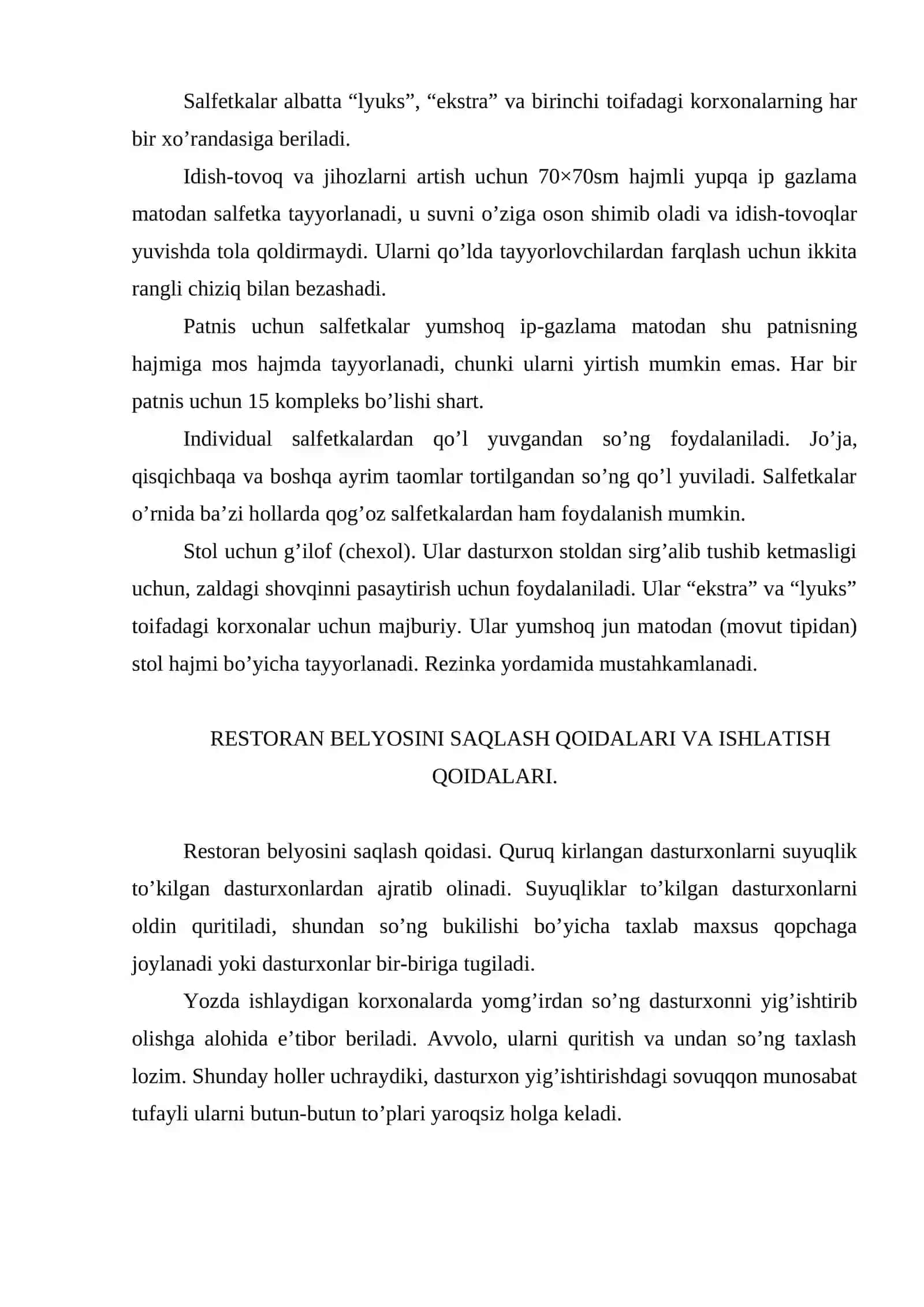 Dasturxon, salfetka, qo’l sochiqlar 2