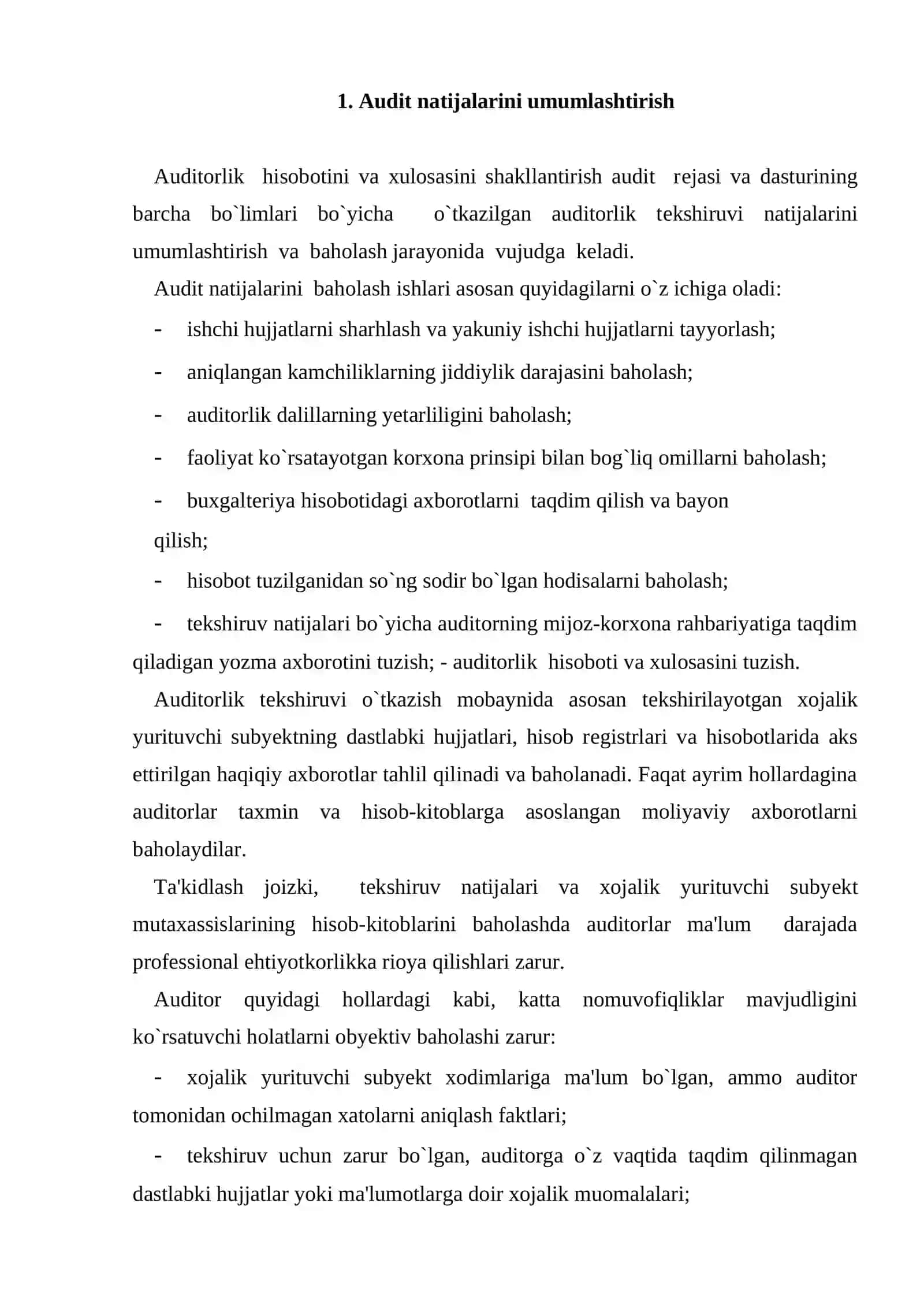 Auditorlik Tеkshiruvi Natijalari 2