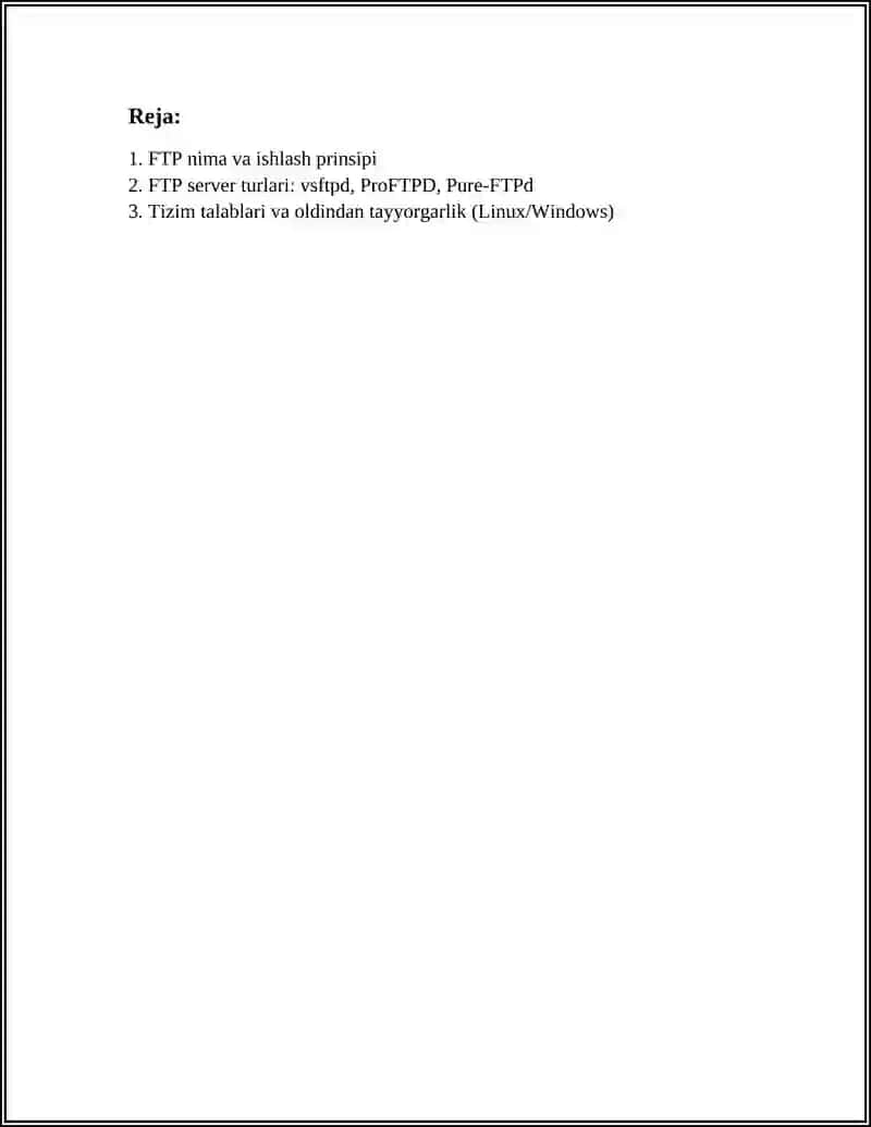 FTP SERVER OʻRNATISH VA SOZLASH (FILE SERVER) 2