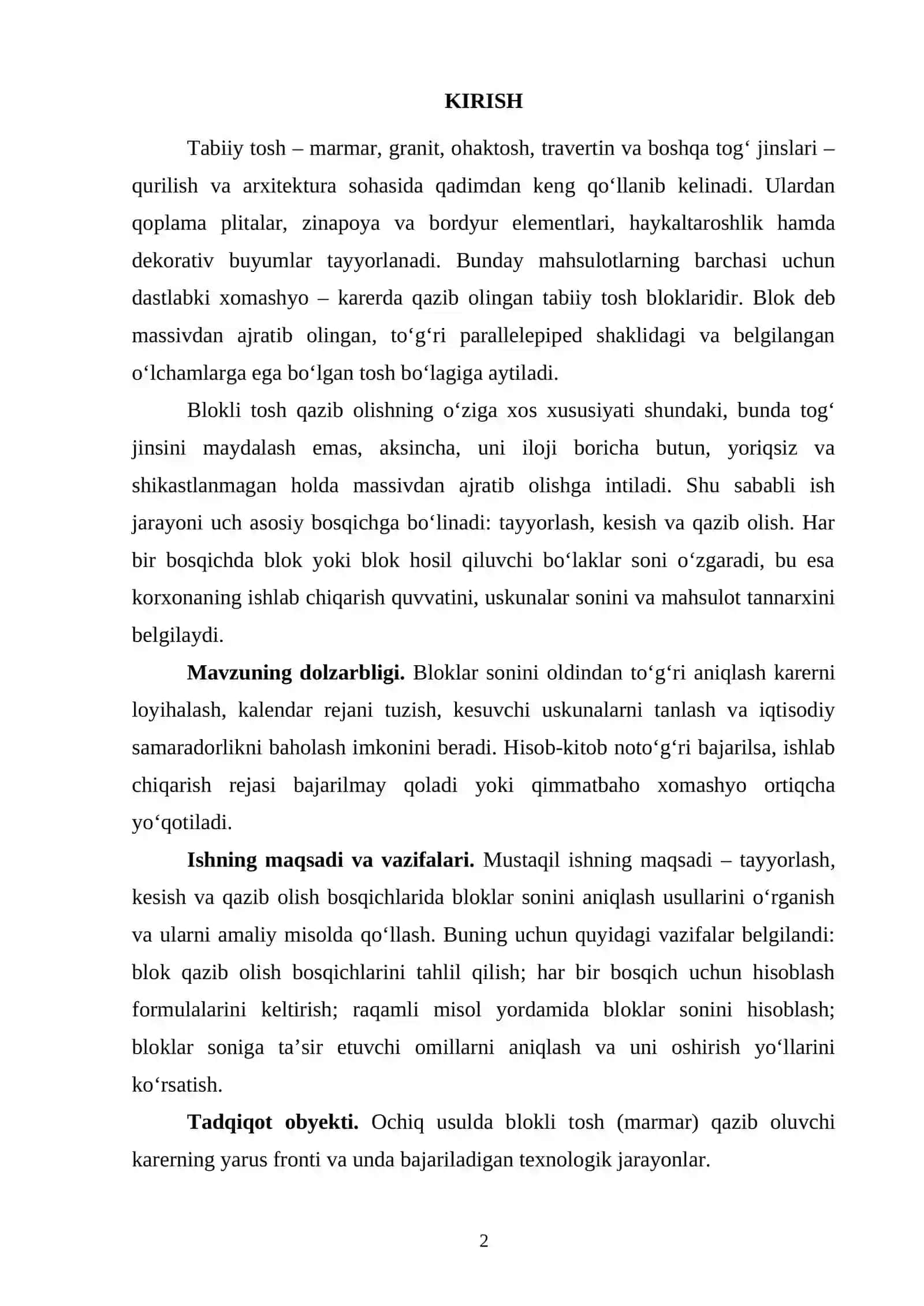 Blokli tosh qazib olish 2