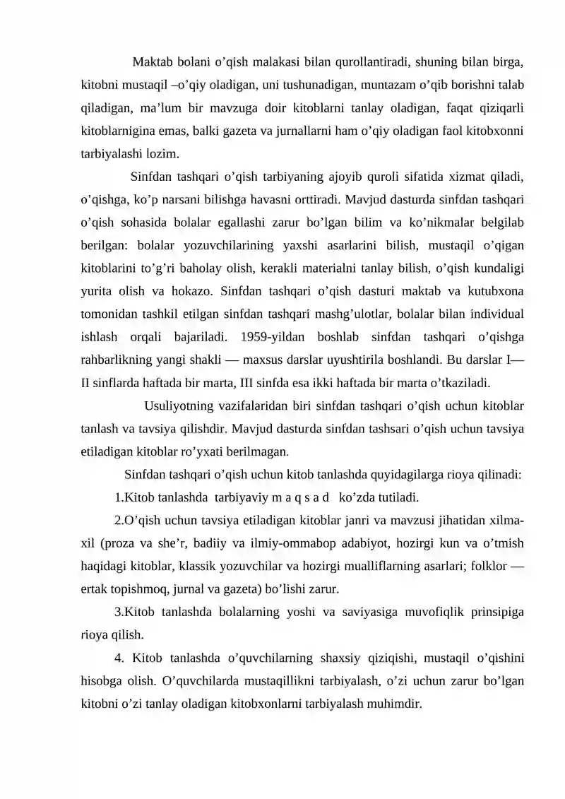 Sinfdan tashqari o’qish usuliyoti 2