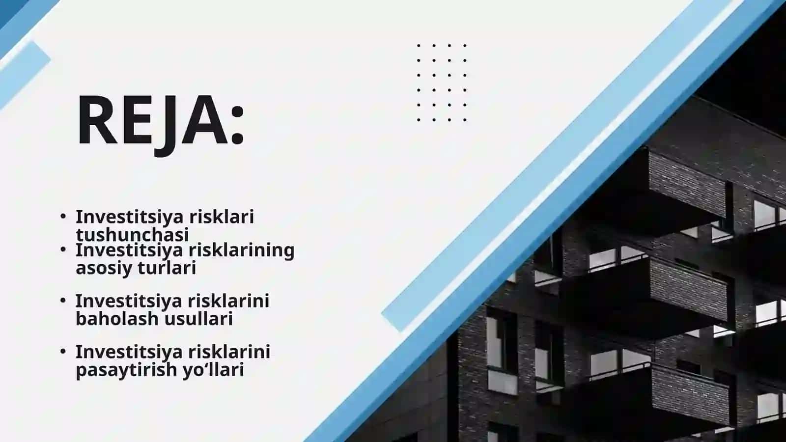 INVESTITSIYA RISKLARI VA ULARNI PASAYTIRISH YO`LLARI 2