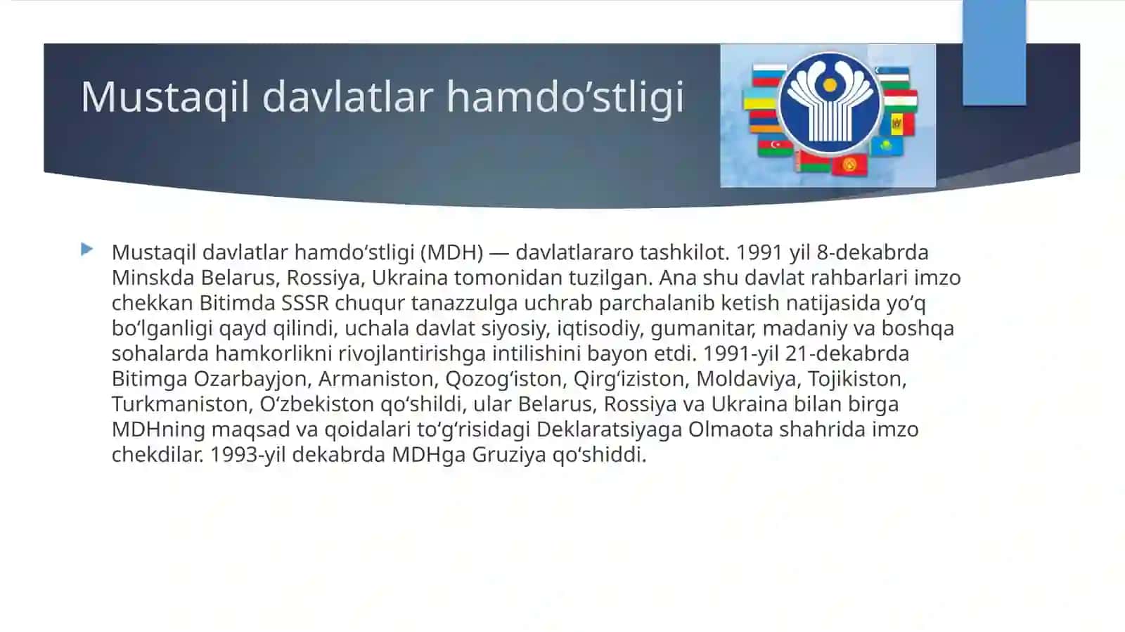 Mustaqil davlatlar hamdo'stligi (MDH) 2