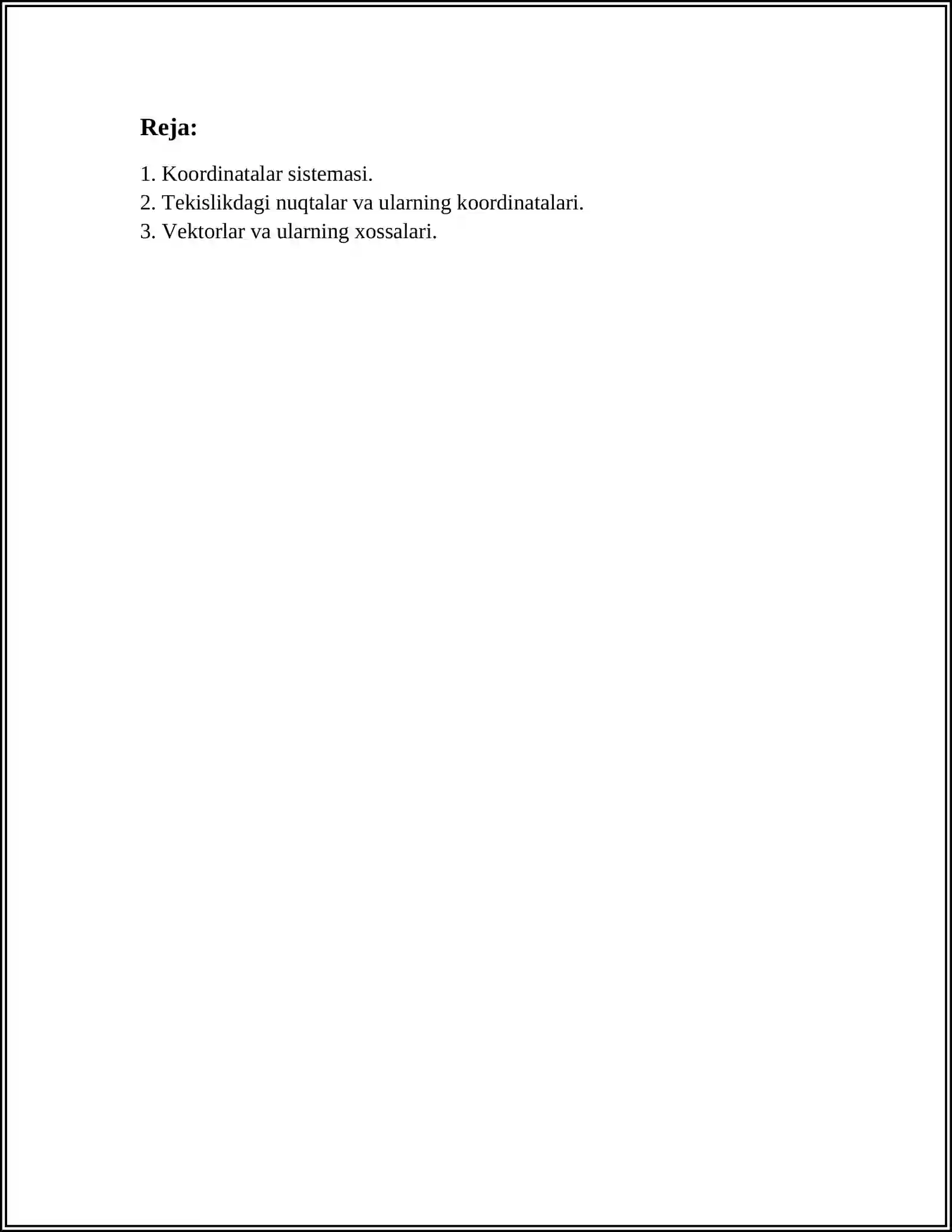 TEKISLIKDAGI ANALITIK GEOMETRIYA 2