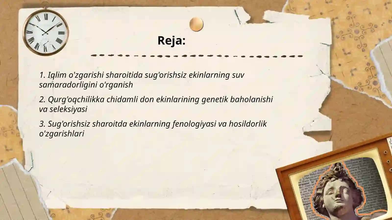 Iqlim ozgarishi sharoitida sugorishsiz usulda ostiriladigan ekinlarning barqarorligini organish 2