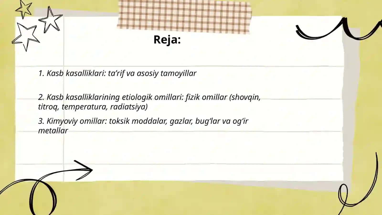 Kasb kasalliklarining etiologik omillari, tasnifi, diagnostik prinsiplari va oldini olish chora tadbirlari 2