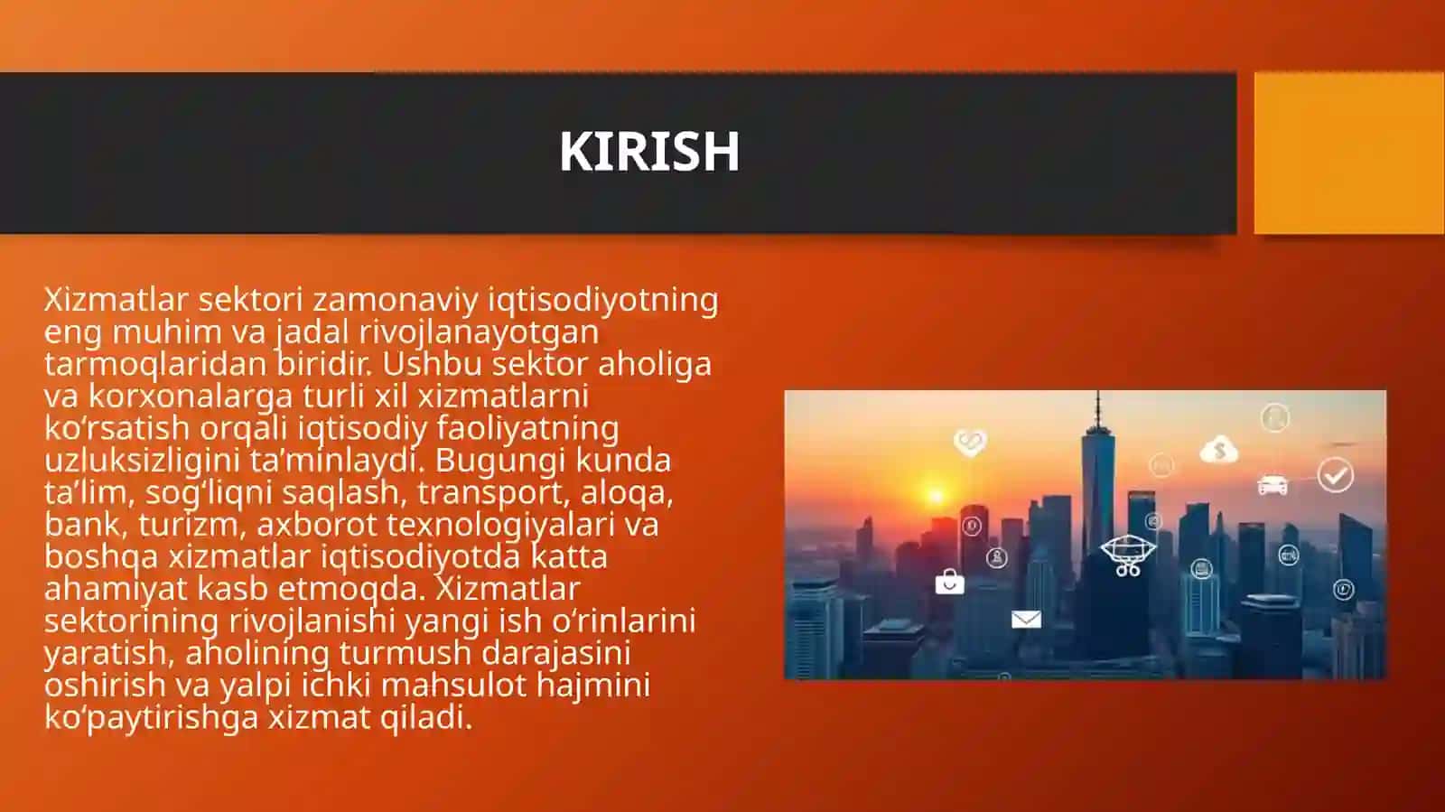 Xizmatlar sektorining tarmoq sifatida iqtisodiyotdagi o‘rni 2