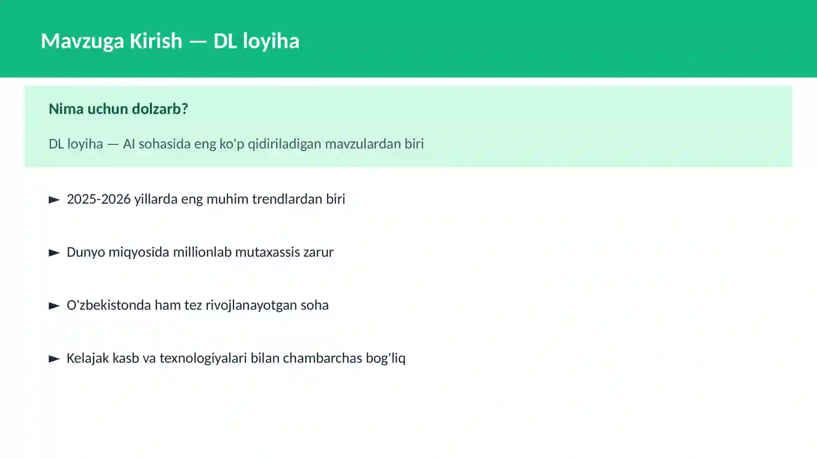 AI | DEEP LEARNING VA NEYRON TARMOQLAR 2