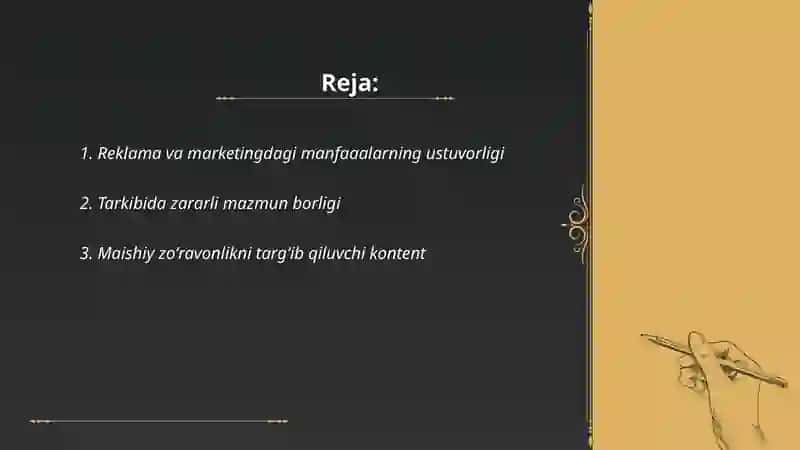 Reklama va marketingdagi manfaaalarning ustuvorligi 2