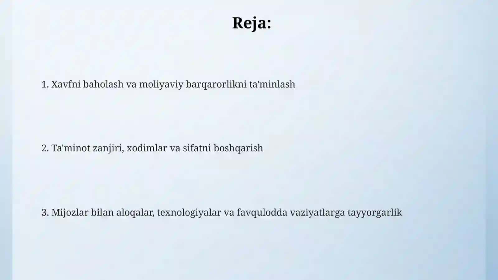 Ovqatlanish korxonasining inqirozga yuz tutishining oldini olish yo’llari 2