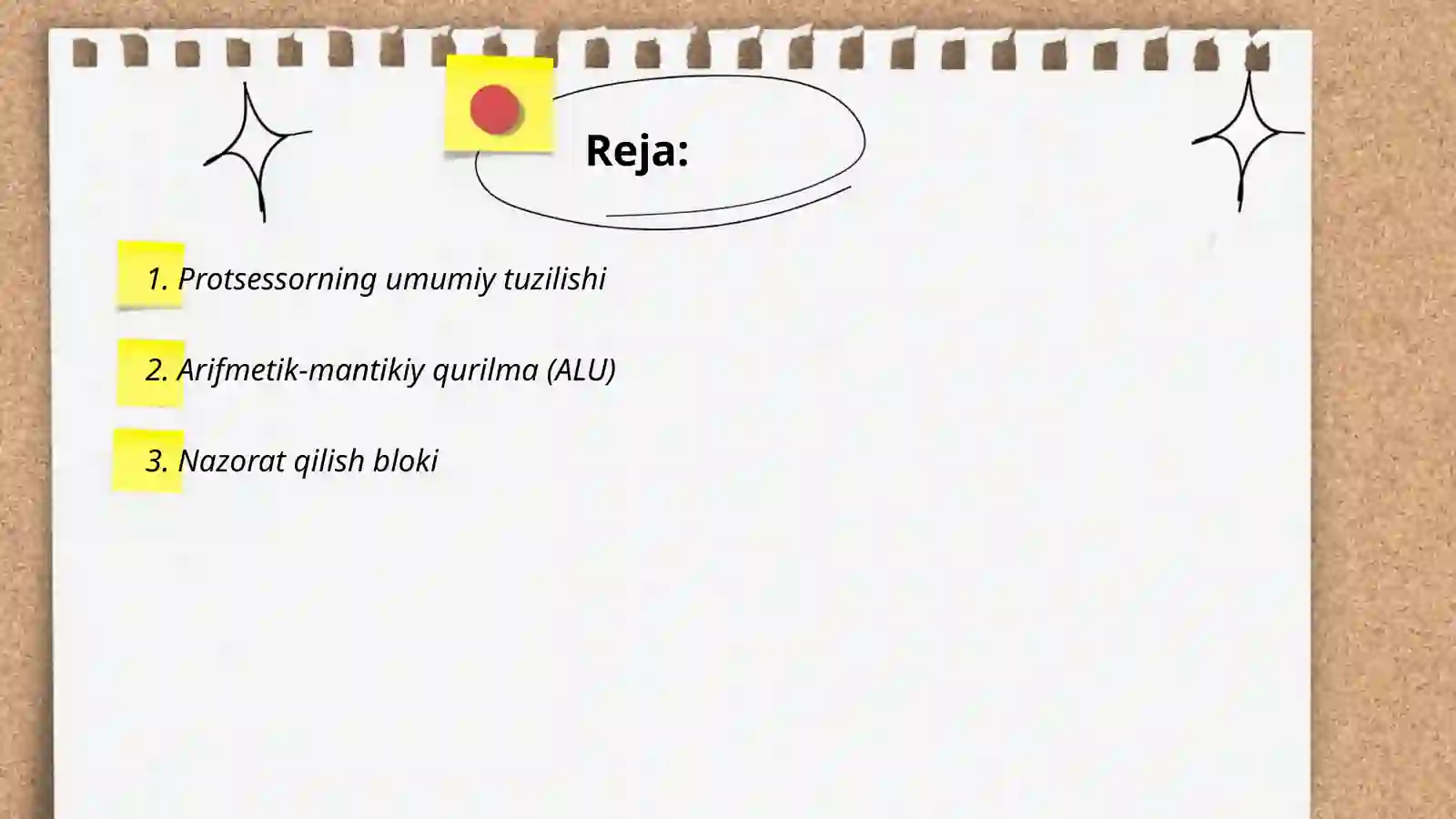 Protsessorlar tuzilishi, protsessorlarning ichki registrlari 2