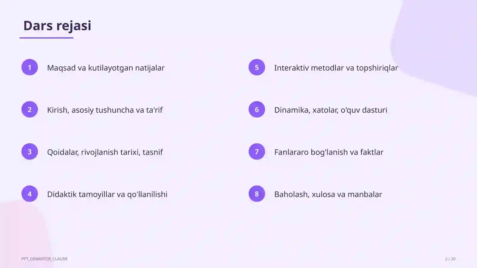 Burchak va uning turlari (4-sinf) 2