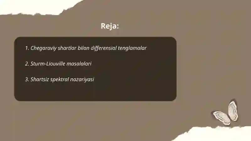 Chegarada buziladigon differentsial tenglamalar uchun spektral masalalar 2