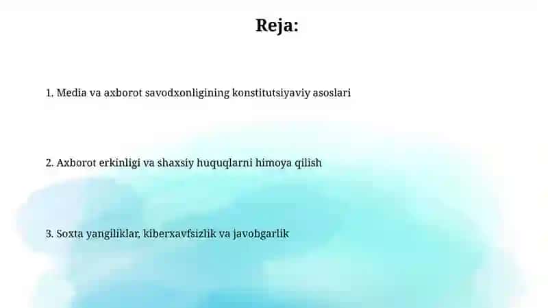 Media va axborot madaniyatining huquqiy asoslari 2
