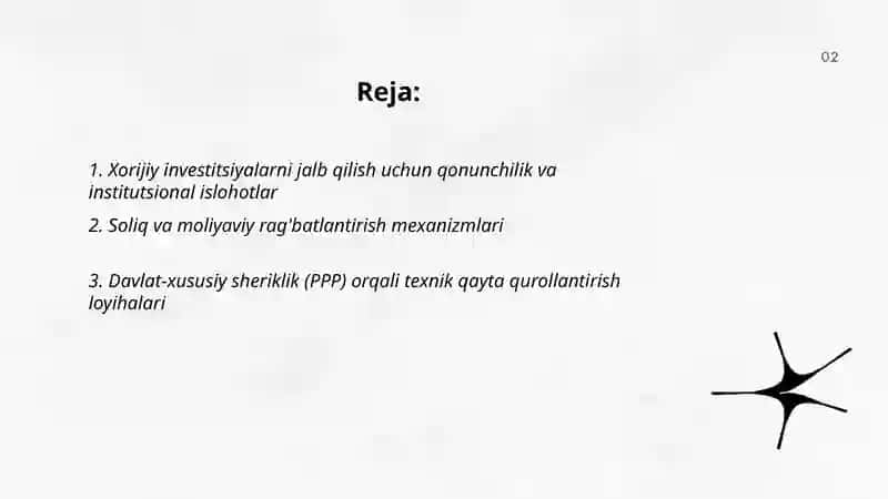 Xorijiy investitsiyalarni jalb qilishning muhimiyati 2