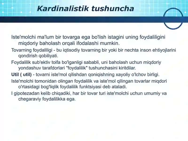 Iste’molchi xulqi nazariyasining asosiy holatlari 2