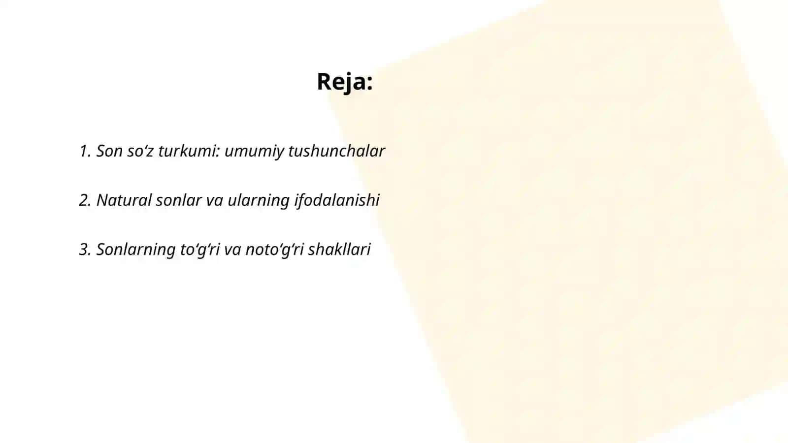 Son so‘z turkumini o‘rganish darslari yuzasidan 1-4-sinflar yuzasidan metodik tavsiyalar ishlab chiqish 2