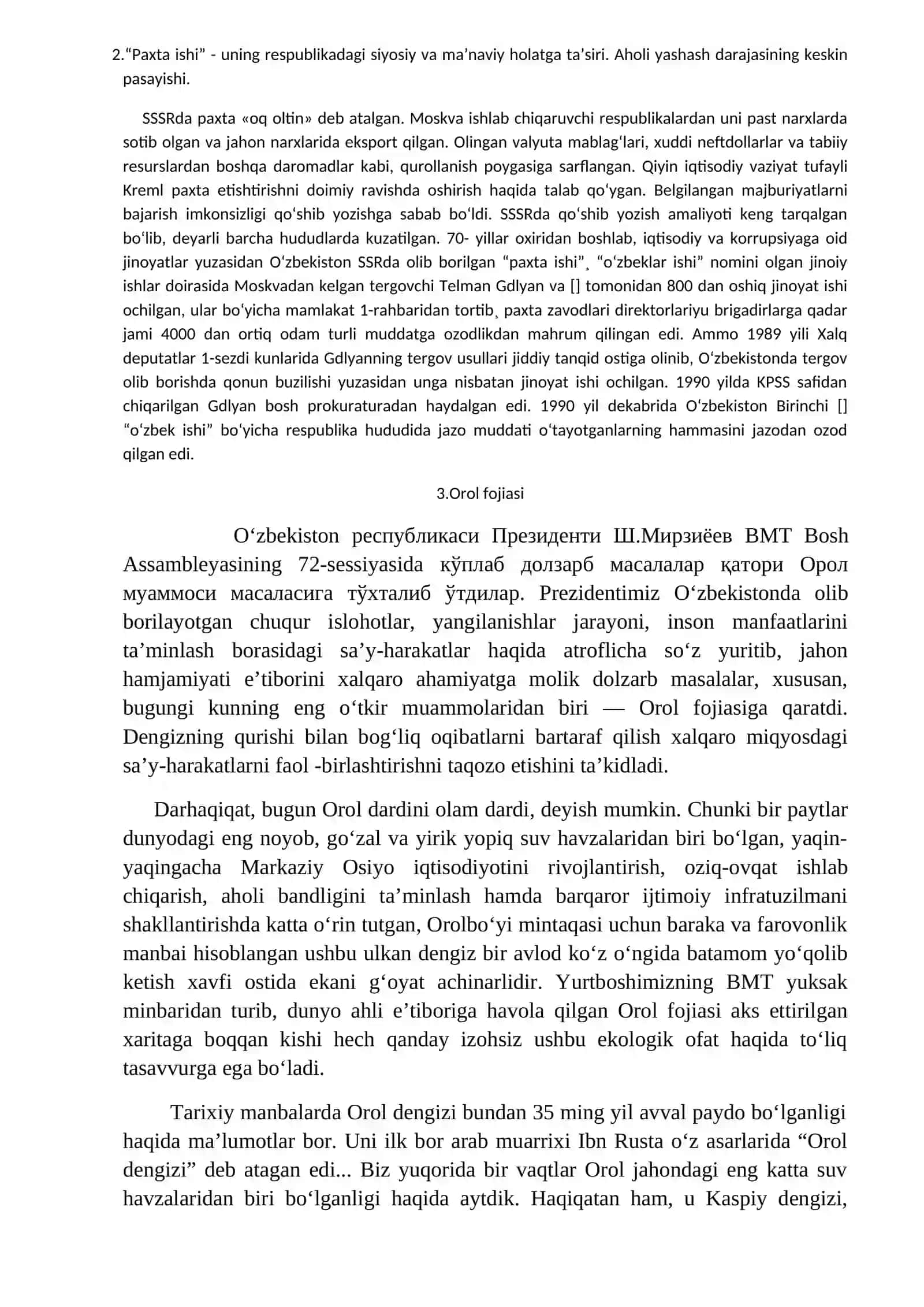 O‘zbekistonning mustaqillikka erishishi arafasidagi ijtimoiy-siyosiy, iqtisodiy ahvoli 2