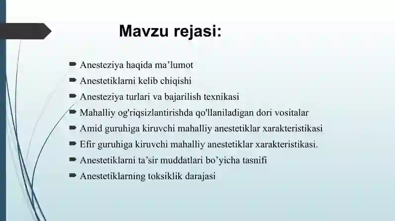 Anesteziya haqida ma’lumot 2