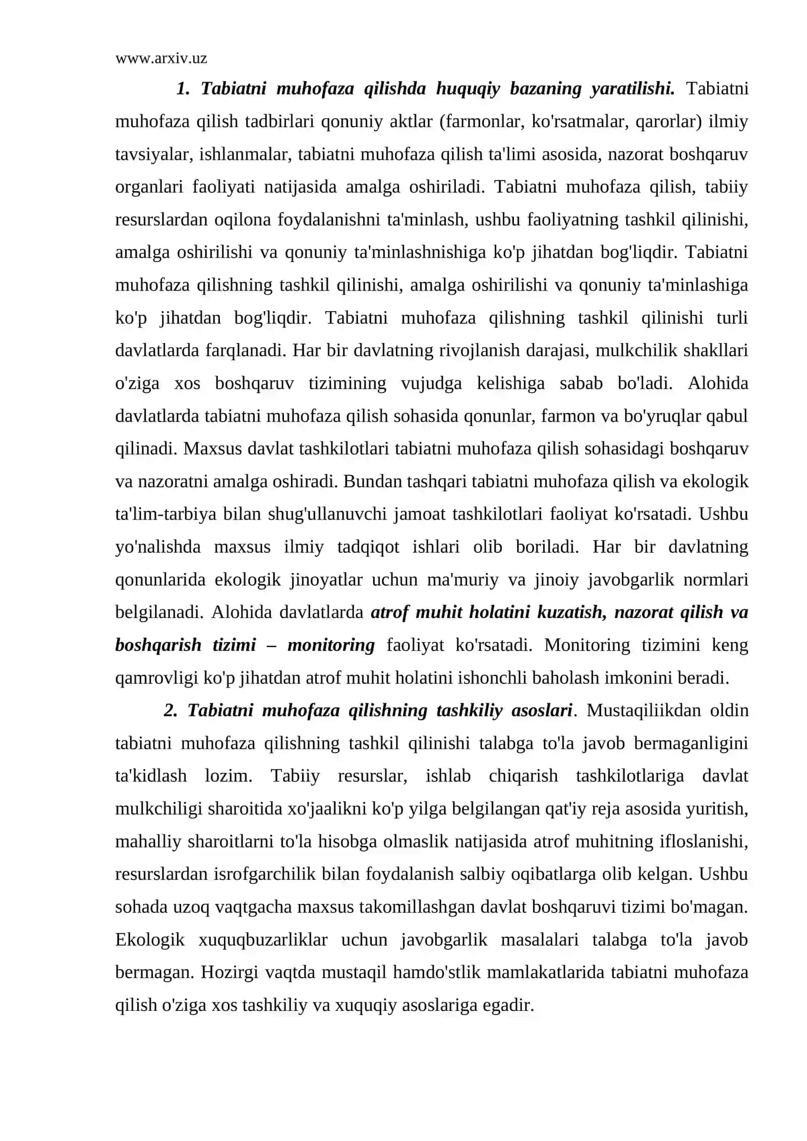 Tabiatni muhofaza qilishning tashkiliy va huquqiy asoslari 2
