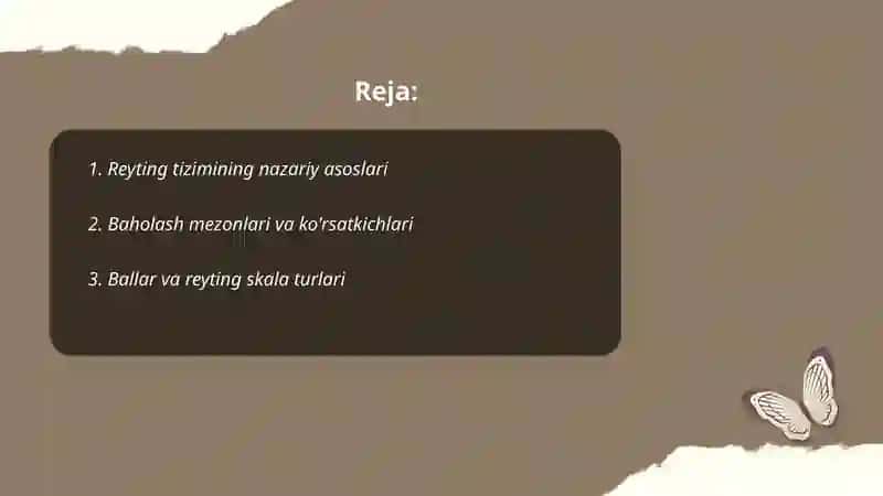 Talabalarning bilim, kónikma va malakalarni baholashning reyting tizimi 2
