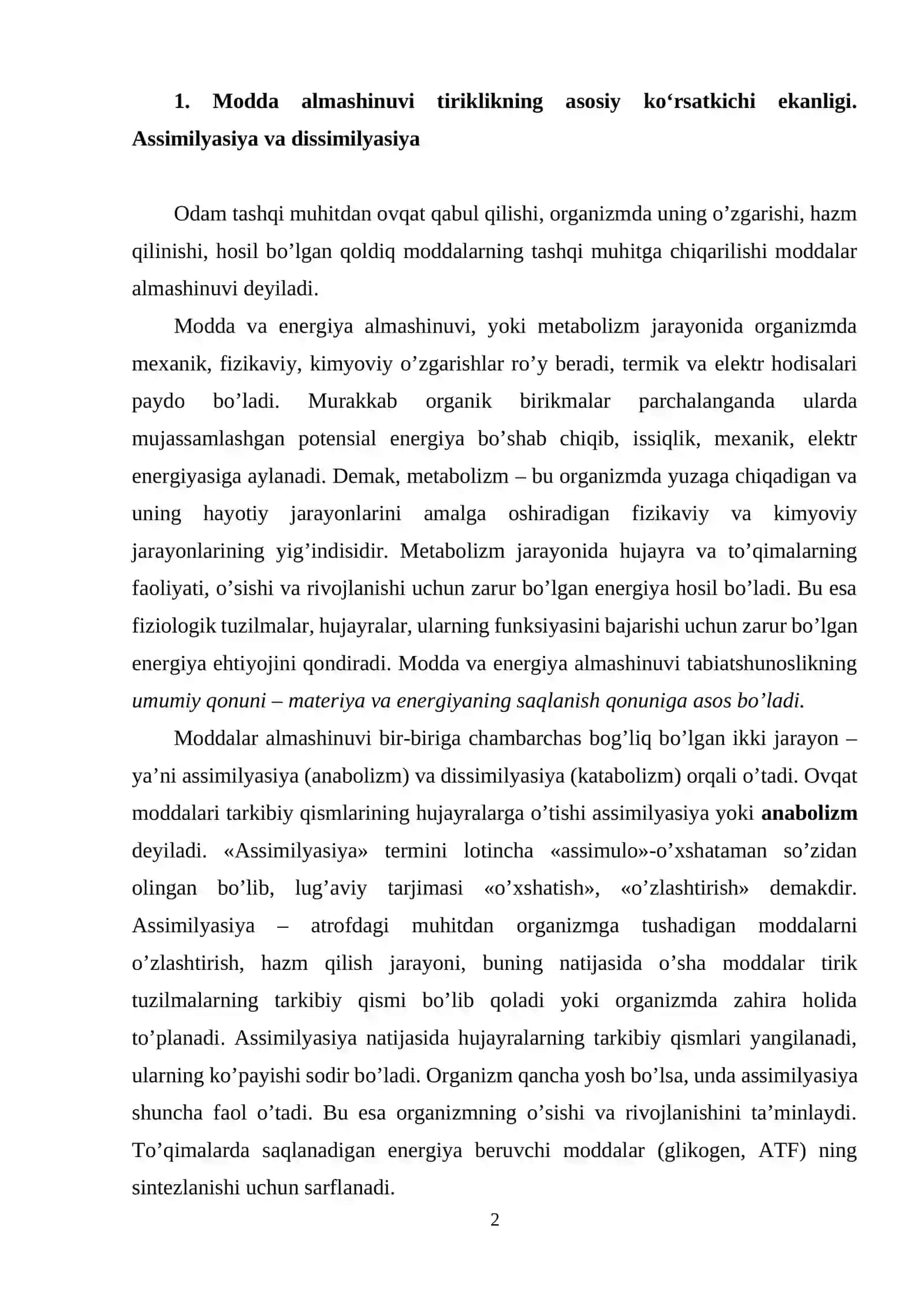 MODDA VA ENERGIYA ALMASHINUVI 2