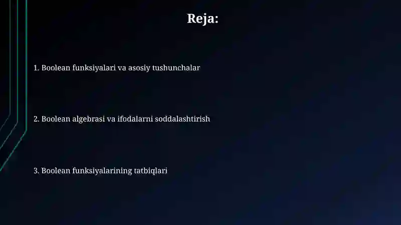 Boolean funksiyalari va elementar bulfunksiyalari 2