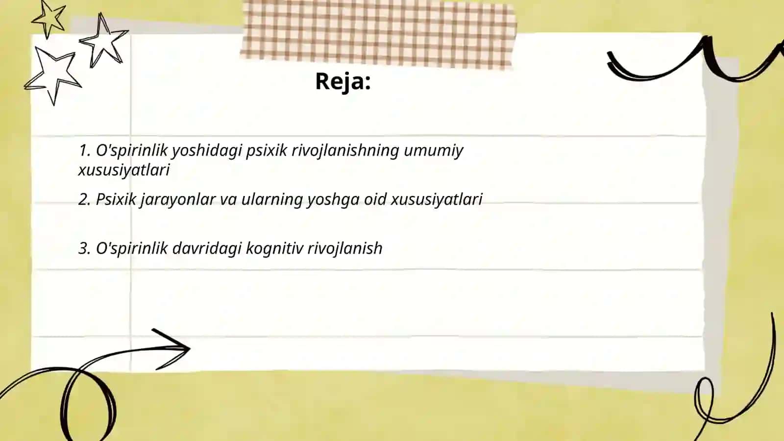 O’spirinlik davrida psixologik rivojlanishning o’ziga xosligi(Psixik jarayonlarni rivojlanishi,emotsional holati) 2