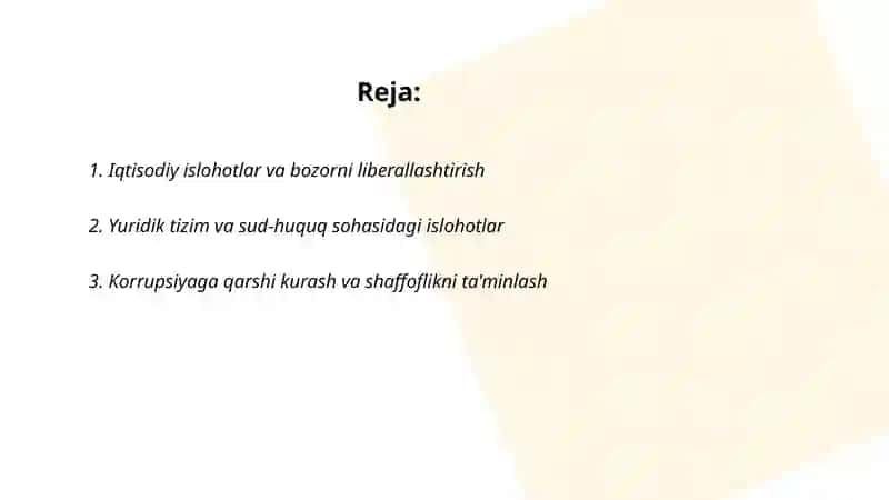 Iqtisodiy islohotlar va bozorni liberallashtirish 2