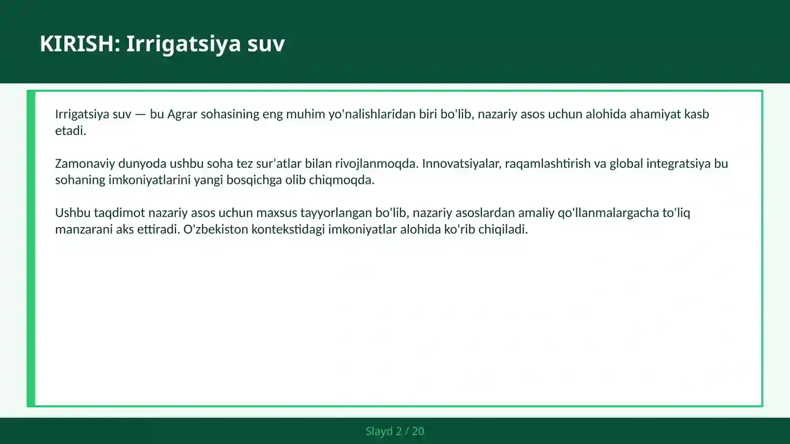 Irrigatsiya suv 2