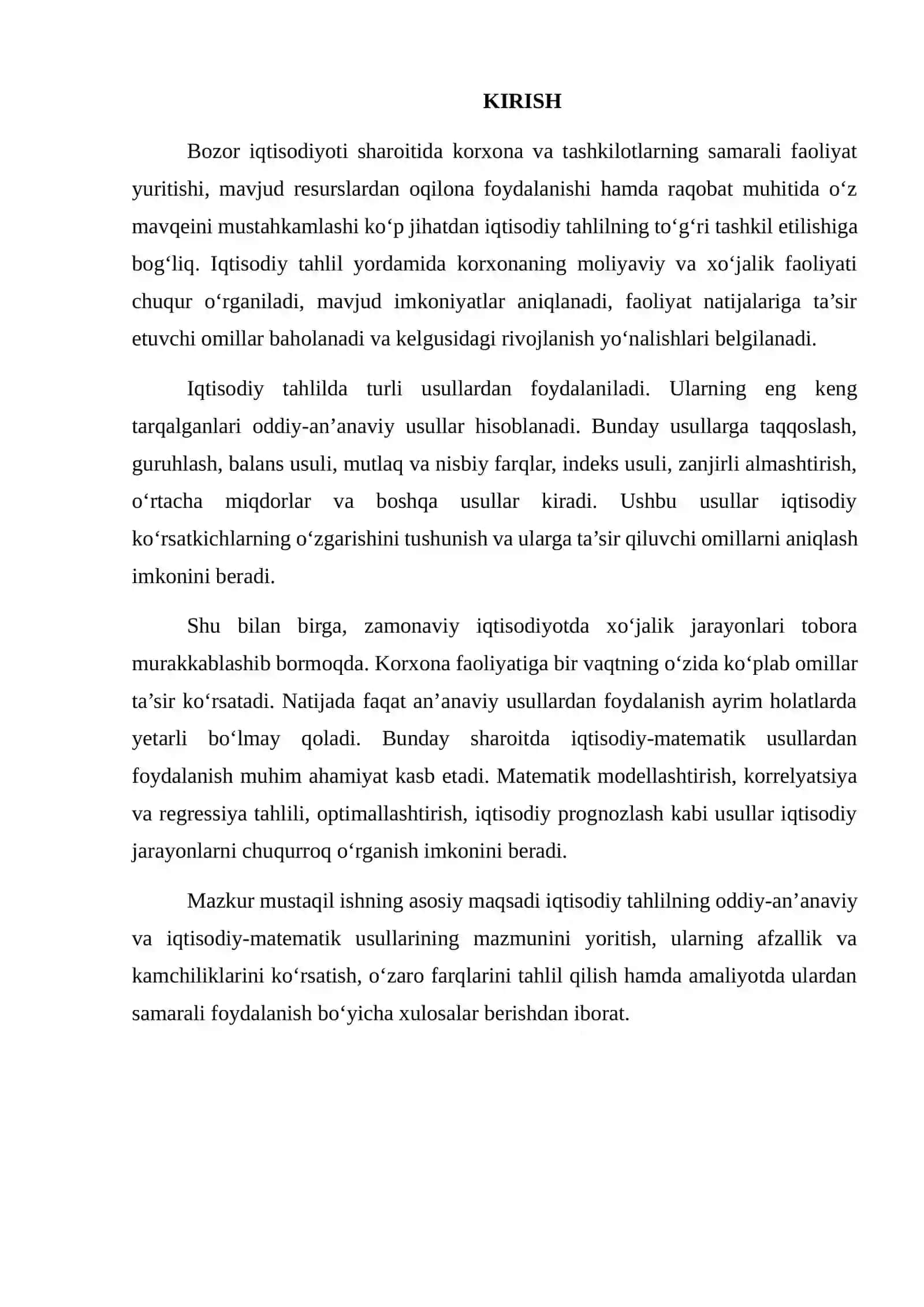 IQTISODIY TAHLILNING ODDIY-AN’ANAVIY HAMDA IQTISODIY-MATEMATIK USULLARI 2
