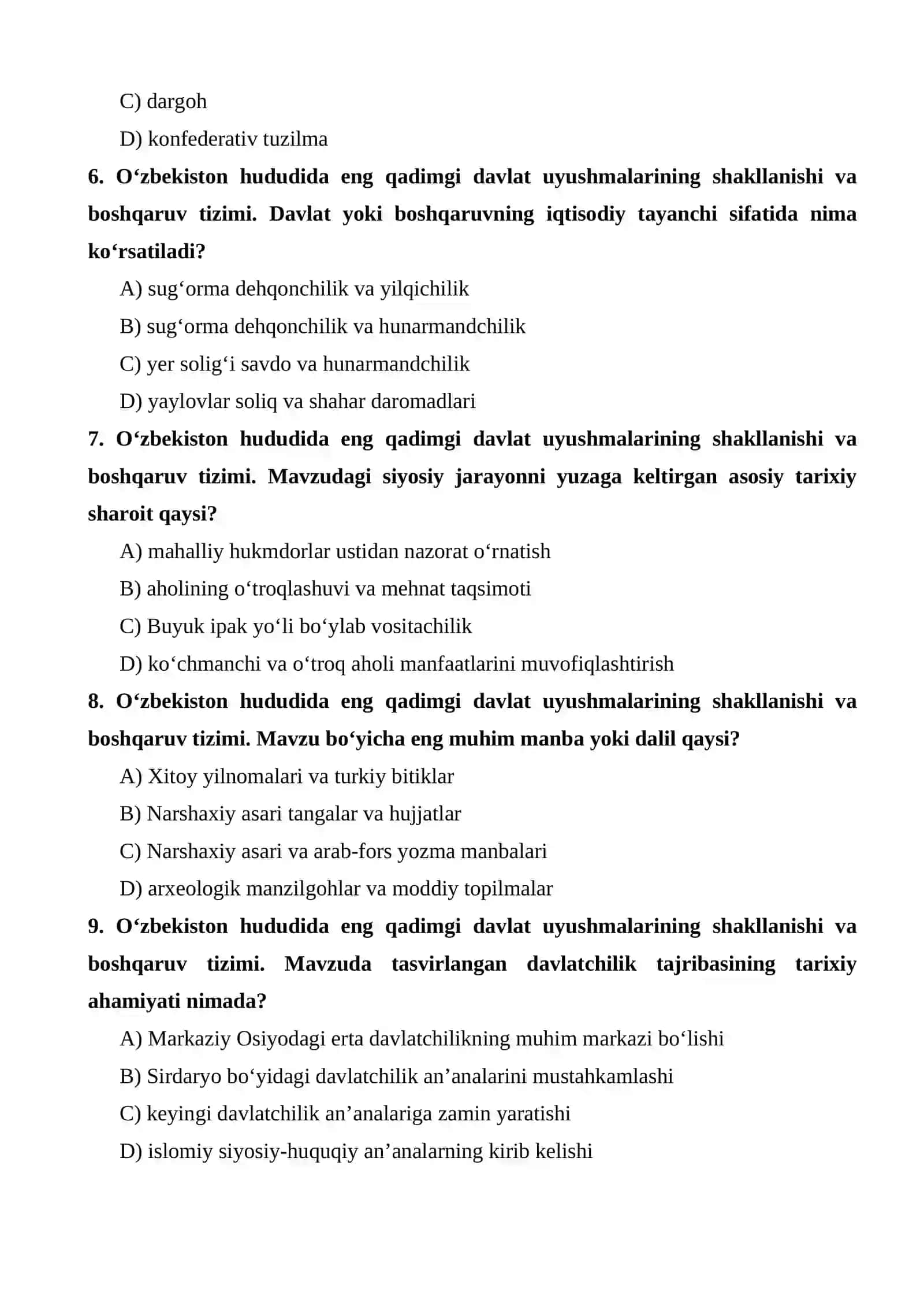 O‘zbekiston hududida eng qadimgi davlat uyushmalarining shakllanishi va boshqaruv tizimi 2