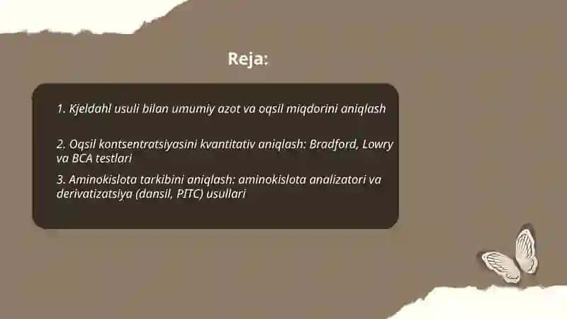 Oqsillar va peptidlarning kimyoviy tarkibini aniqlash tamoyillari 2