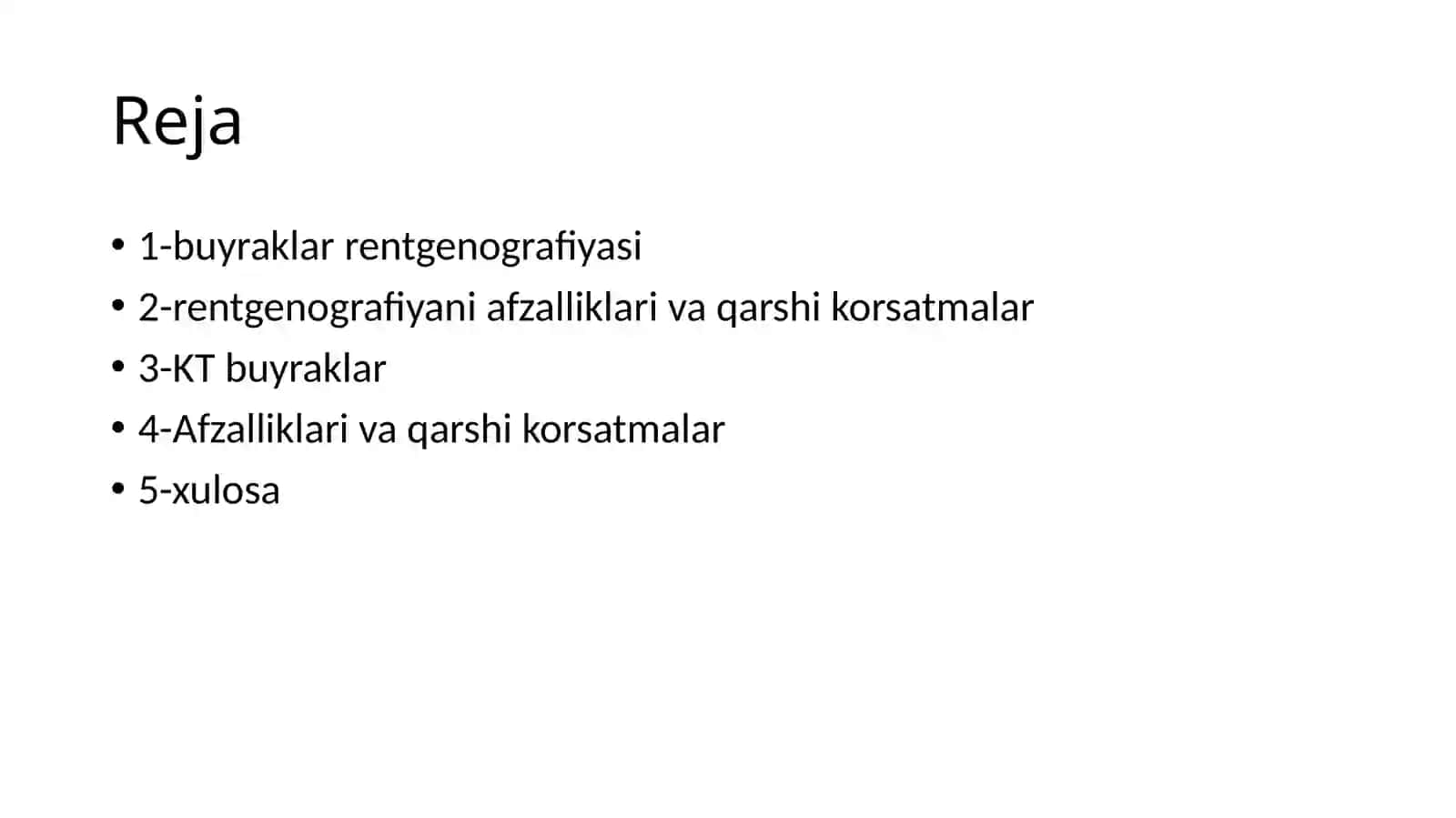 Buyrak kasalliklari monaviy rentgenologik va kompyuterli tomografiya tekshirish usullari 2
