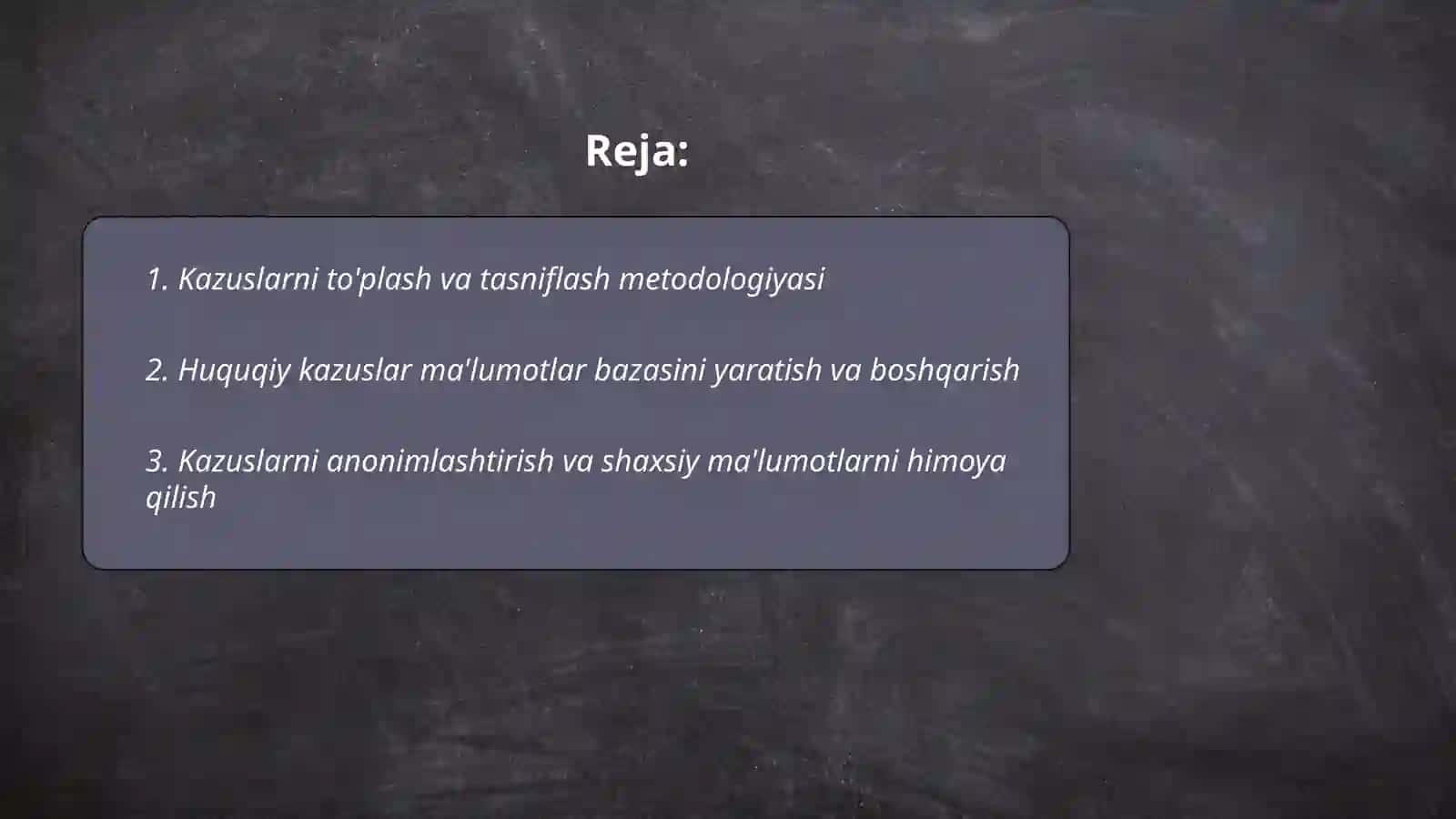 Kazuslarni to'plash va tasniflash metodologiyasi 2