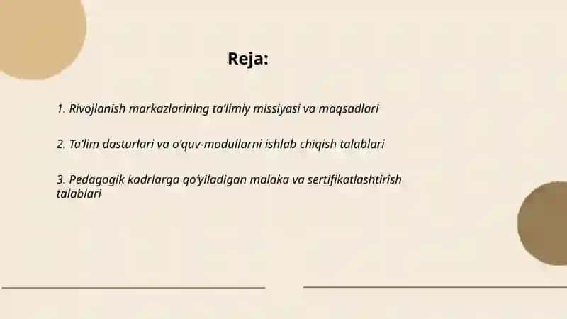 Rivojlanish markazlari taʼlimiy faoliyat va ularga qoʻyiladigan talablar 2