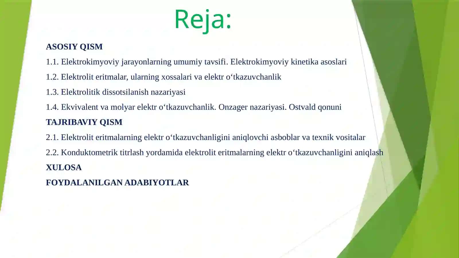 ELEKTROLIT ERITMALARNING ELEKTRO O‘TKAZUVCHANLIGI 2