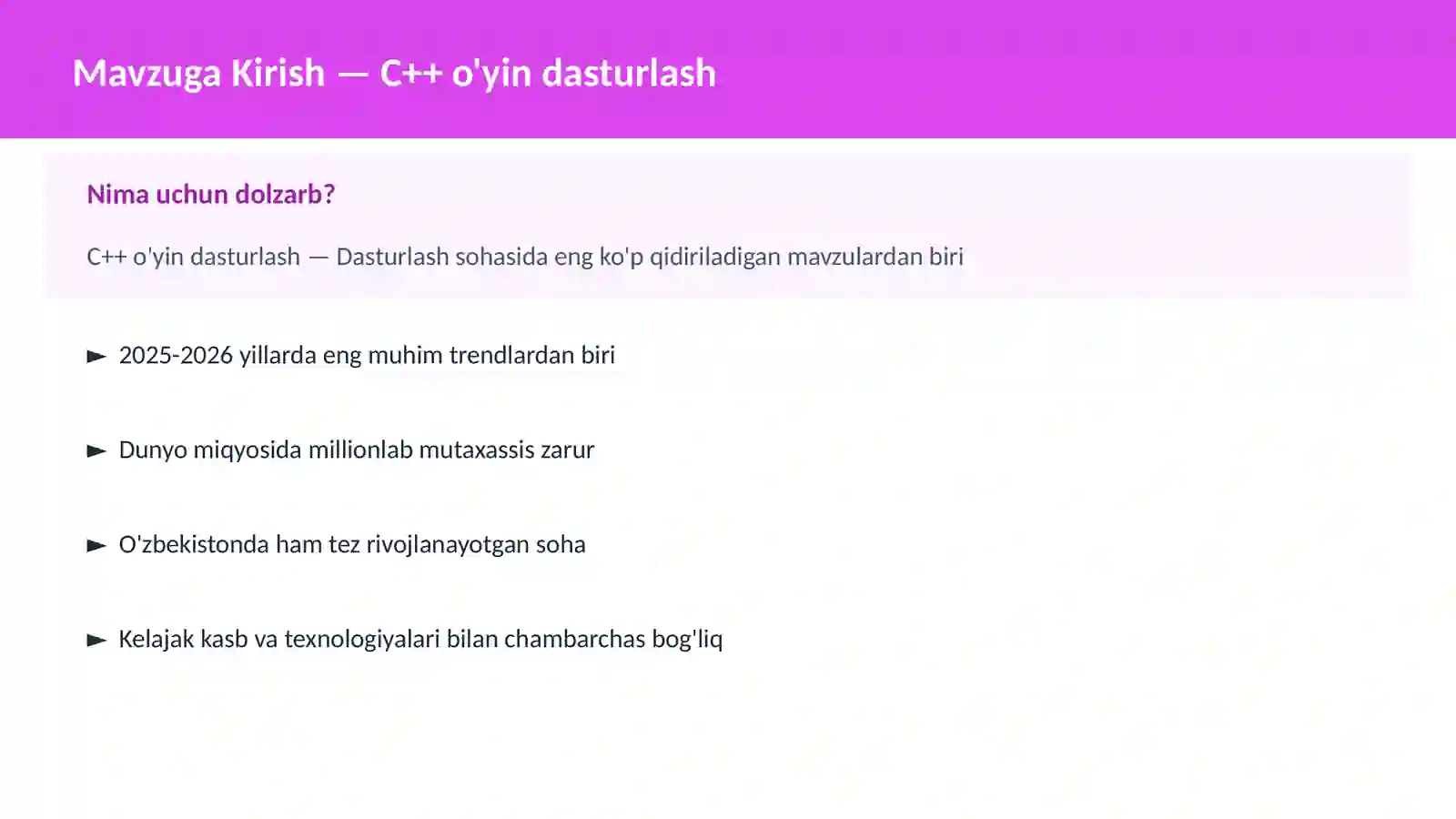 C++ VA TIZIM DASTURLASH 2
