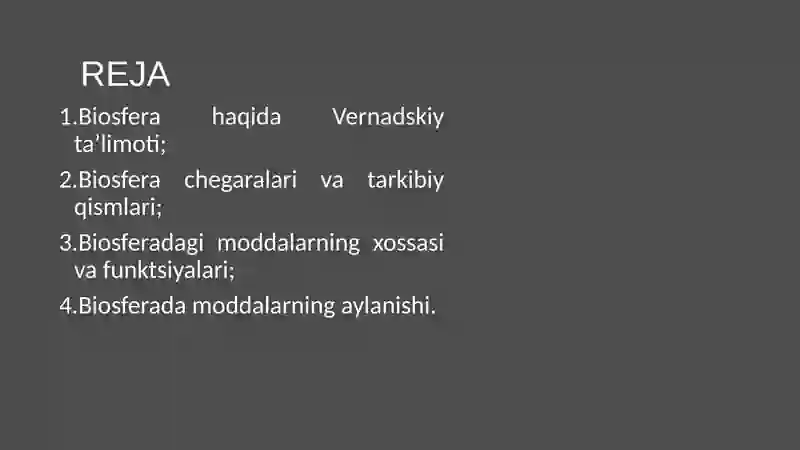 BIOSFERA HAQIDAGI TA’LIMOT 2