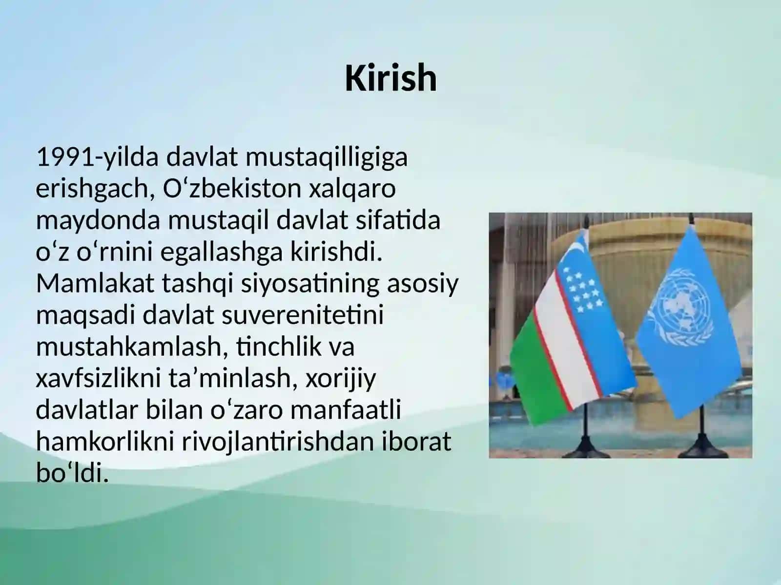 O‘zbekistonning jahon hamjamiyatiga qo‘shilishi 2
